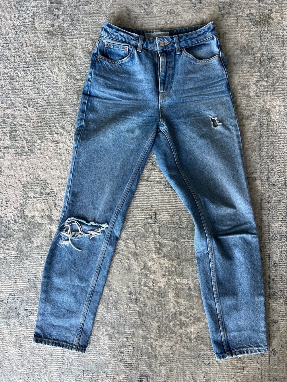 Topshop Light Blue High-Rise Distressed Jeans